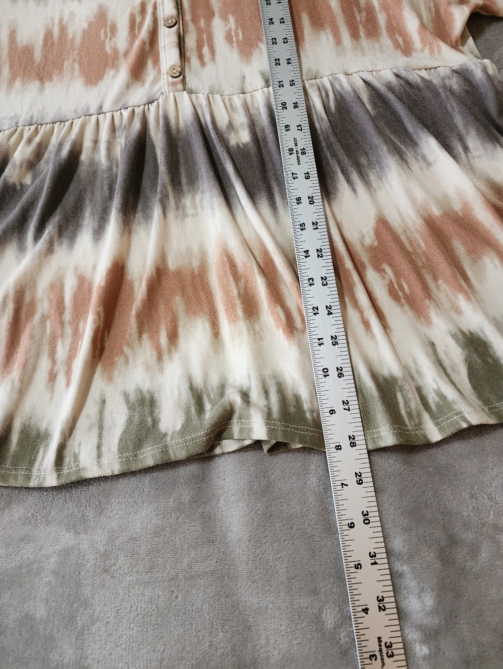 Boho‎ Tie Dye Babydoll Blouse | Flowy Peplum Plus Size 1X Top - Picture 6 of 6